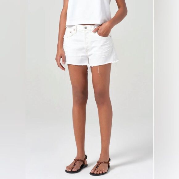 NWT AGOLDE PARKER VINTAGE CUT OFF SHORT in white - Picture 7 of 14
